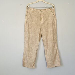 Soft Surroundings Pants Size 12 Capri Tan Beige Linen Blend Lagenlook Coastal
